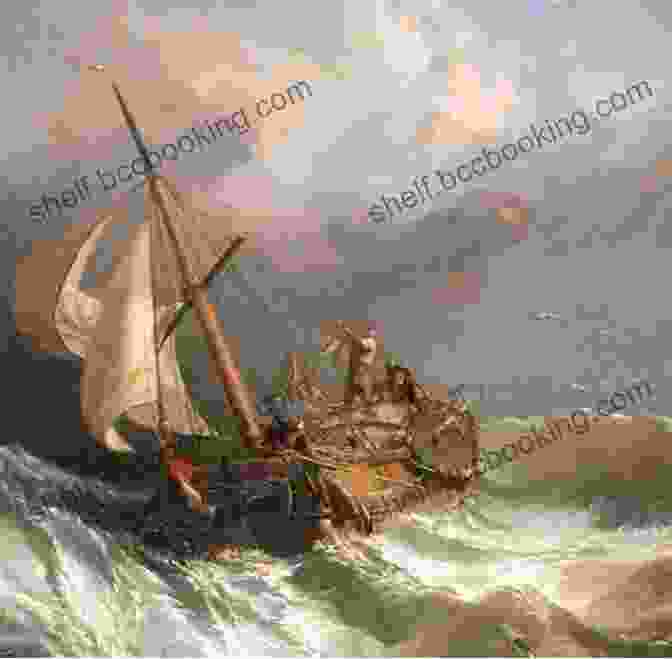 A Painting Depicting Two Young Women In A Small Boat, Battling Rough Seas During A Storm Sailing For Home: A Voyage From Antigua To Ireland