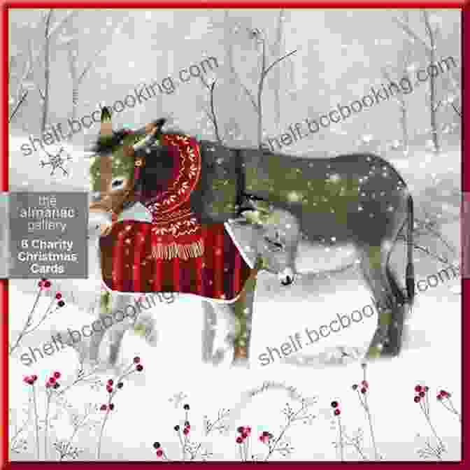 Donkey Christmas Book Cover Featuring A Donkey Standing In A Snow Covered Field, Surrounded By Christmas Lights A Donkey Christmas Ken Shores