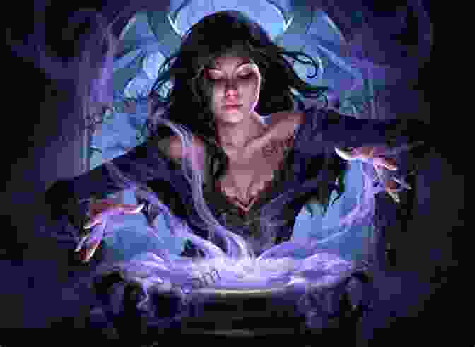 Enchanting Illustration Of The Alluring Sorceress, Eyes Glowing With Ancient Wisdom, Wielding Magical Energy. Magicians Colorful Cartoon Illustrations Jasmine Taylor