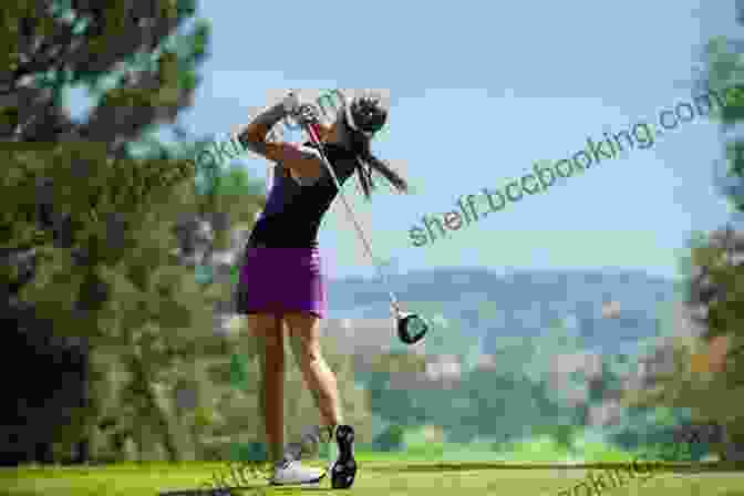 Female Golfer Swings Club Under Pressure Grounded Golf: Steady Performance Under Pressure For The Female Golfer