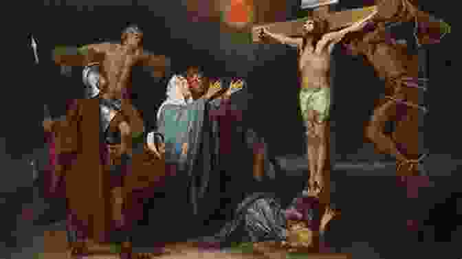 Jesus Hanging On The Cross, Surrounded By Roman Soldiers. Seven Last Words Of Christ 5th WORD
